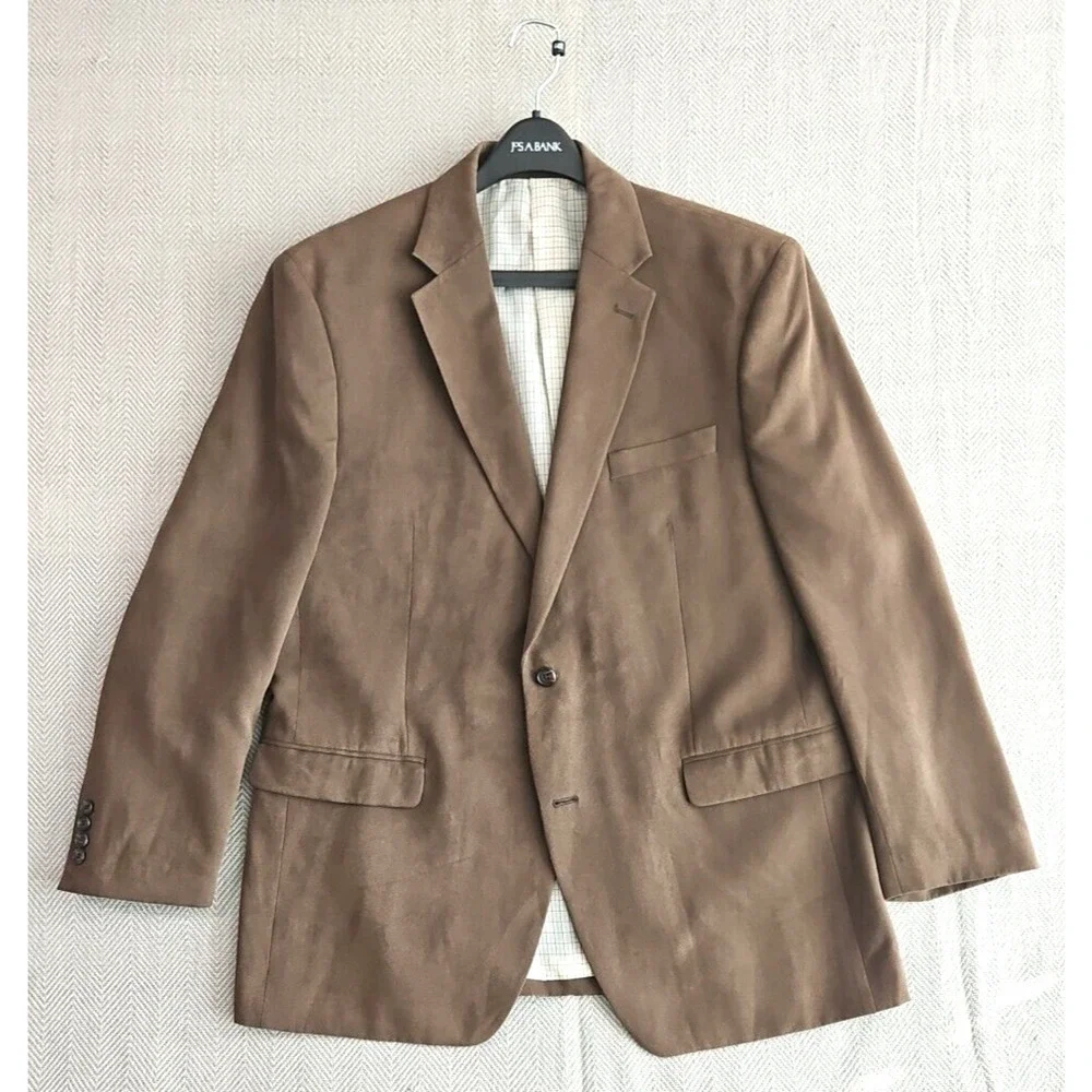 Ralph Lauren Green Label Suede Tan Sport Jacket Blazer 44R Fully Lined Grt Shape
